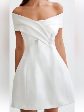 Meshki White Off-Shoulder Mini Dress